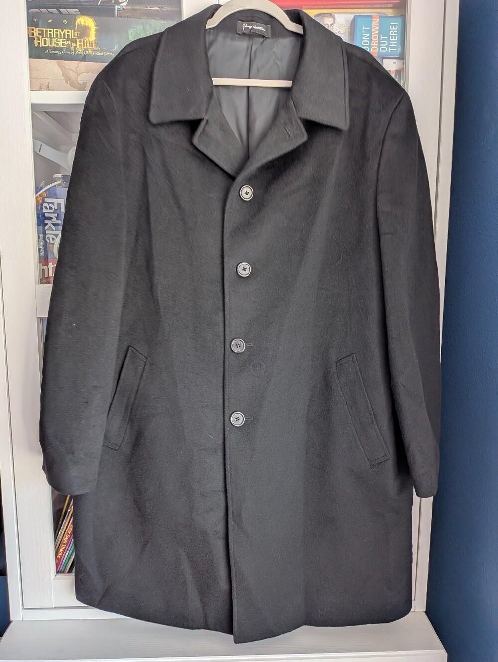 John W Nordstrom Loro Piana Storm System Wool Car Coat Overcoat Black 46R